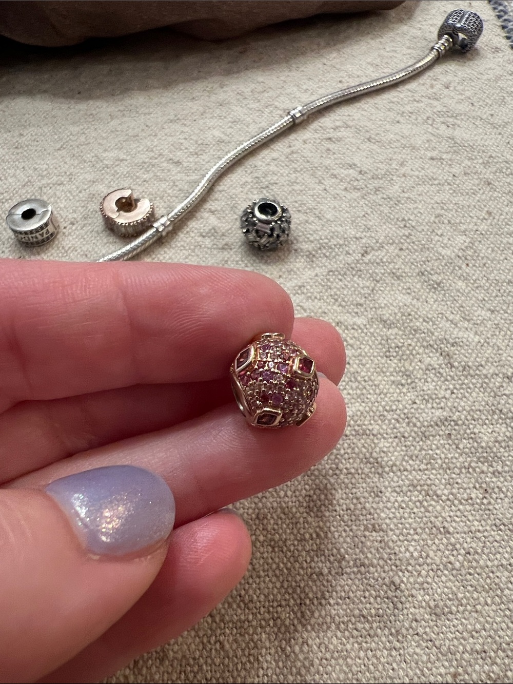 Pandora-Kiss Pave Charm Rose Gold